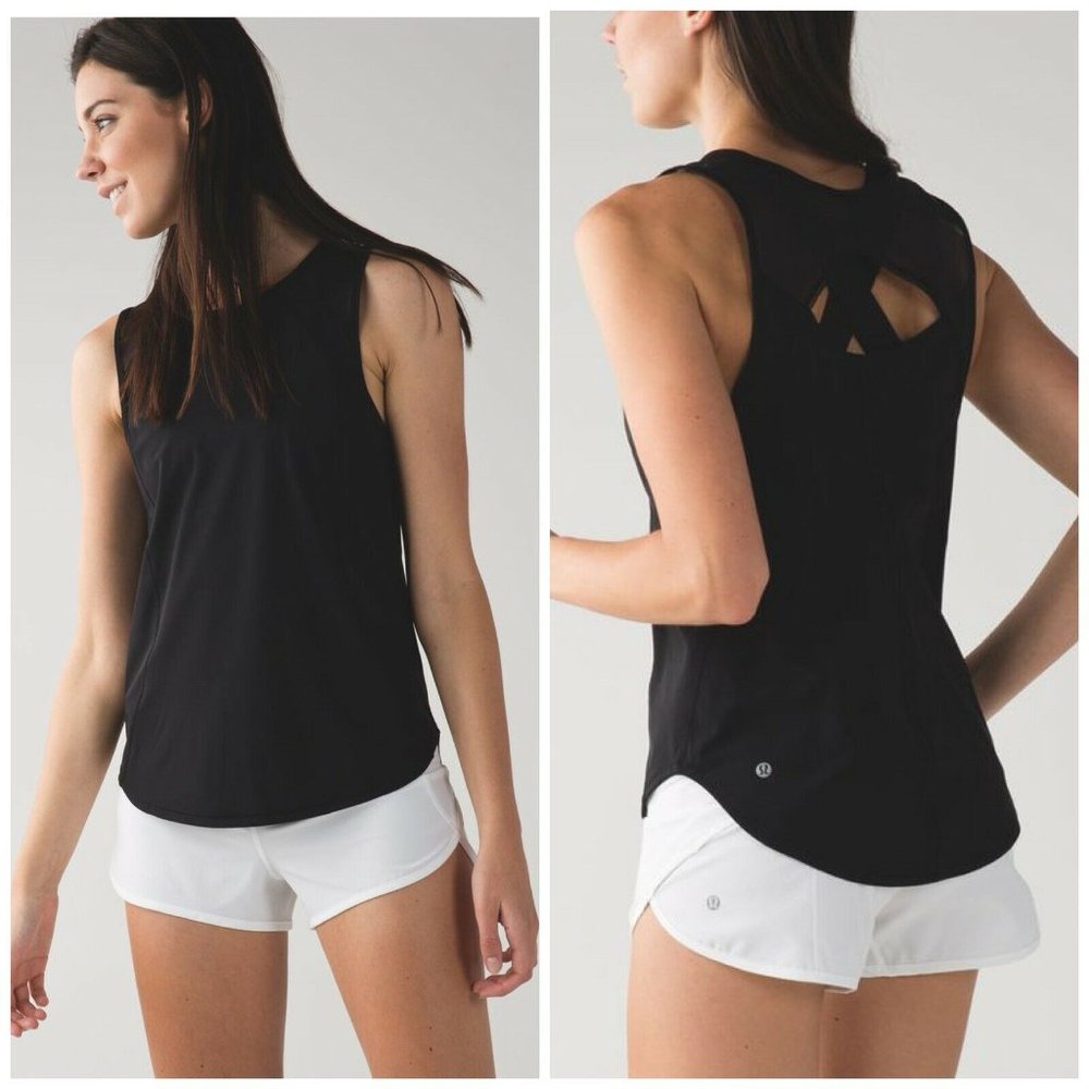 Lululemon Sculpt Cutout Tank Black Top Mesh 4/6 - Picture 1 of 9